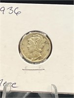 Silver mercury head dime 90% 1936