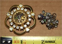 (2) Masonic Star Jewelry Pcs w/ Brooch + Earrings