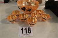 Carnival Glass Punch Bowl with (6) Cups(R1)