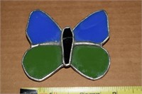 Vtg Stained Glass Handcrafted Butterfly Brooch