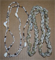 (2) Vtg Boho Sea Shell Strand Necklaces 29" 34"