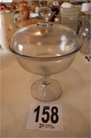 Vintage Glass Covered Pedestal Dish(R1)