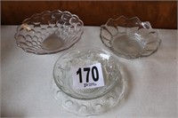 (3) Vintage Glass Bowls & Under Plate(R1)