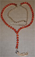 Contempo Red Crystal Goldtone Necklace w/ Tassle