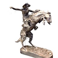 Frederick Remington- Silver Plated Sculpture "The