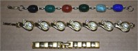 (3) Vtg Bracelets w/ Scarab, Faux Pearl/RS &Napier