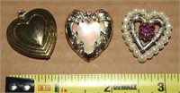 (3) Vtg Heart Jewelry Pcs w/ Avon Pendant +