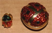 Rhinestone & Enamel Ladybug Pin & Keepsake Box