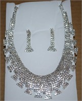 Contempo White Crystal Silvertone Jewelry Set