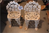 (2) Vintage Cast Iron Chairs (1 Has Crack in