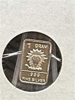 1g .999 Fine Silver Bar Lion