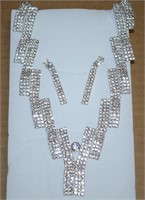 Contempo White Crystal Silvertone Jewelry Set