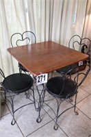 Wood & Metal Square Bistro Table with (4) Chairs