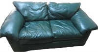 Green Pleather Love Seat 71" Wide