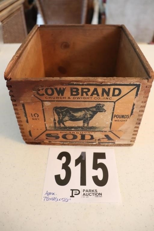 Vintage 'Cow Brand Soda' Wood Box(R1)