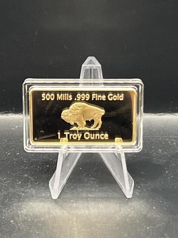 500 mills .999 Fine Gold Buffalo Bar 1 Troy OZ