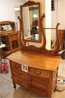 Vintage Wash Stand with Beveled Glass Mirror