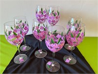 Hand Painted 9 1/2 H Wine Glasses