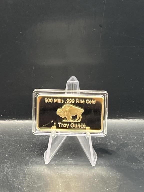 500 mills .999 Fine Gold Buffalo Bar 1 Troy OZ