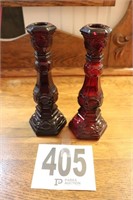 Pair of Ruby Red Candle Holders(R2)