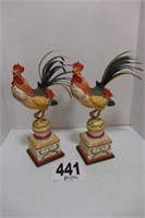 Pair of Fitz & Floyd Decorative Rooster Decor(R2)