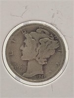 90% Silver 1941-S Mercury Head Silver Dime