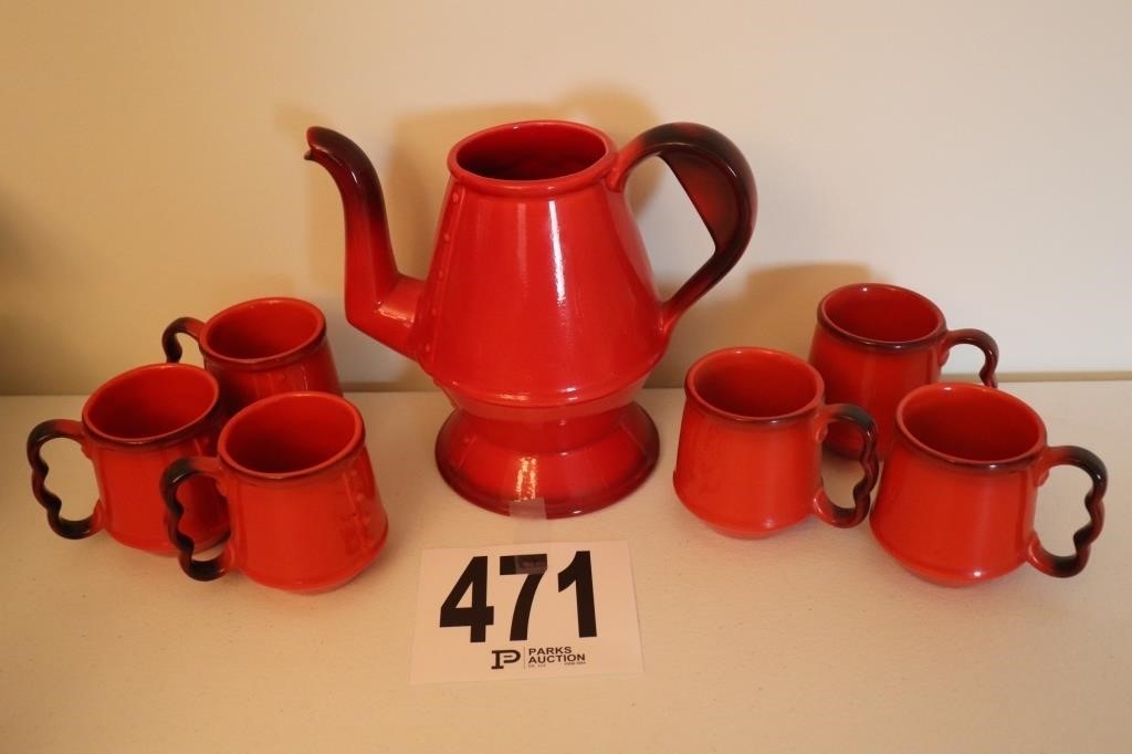 Vintage Metlox Poppy Trail Red Rooster Coffee Pot