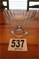 Vintage Heisey Glass Fluted Diamond Base Bowl(R4)