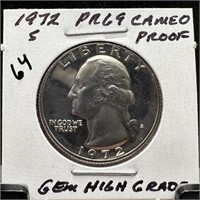 1972-S GEM CAMEO PROOF WASHINGTON QUARTER HIGH GD