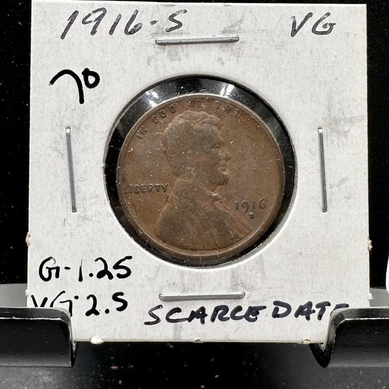 1916-S WHEAT PENNY CENT SC DATE