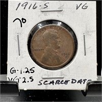 1916-S WHEAT PENNY CENT SC DATE