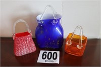 (3) Glass Purse/Baskets(R5)