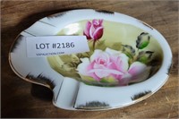 LEFTON CHINA FLORAL ASHTRAY WITH GOLD-COLORED TRIM