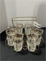 GLASS CUPS AND CARRYING TRAY