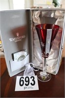 Waterford Snowflake Cased Ruby Flute with Box(R5)