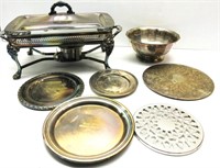 Silver Plate Warmer,Serving Plates,Trivets
