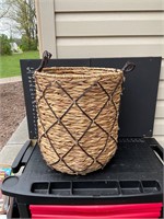 Wicker basket, leather handles