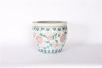 Large Chinoiserie Blue & Pink Planter