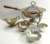 Silver Plated Server W/Gravy Boat,Cup,Bowl