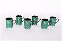 Fitz & Floyd Plume Green Coffee Mugs