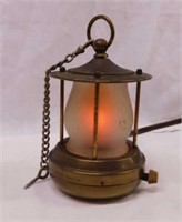 Small brass lantern lamp with flame flicker bulb,