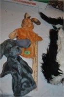 rabbit, dog,skunk  puppets
