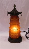 Asian lighthouse tower decorator amber glass lamp,