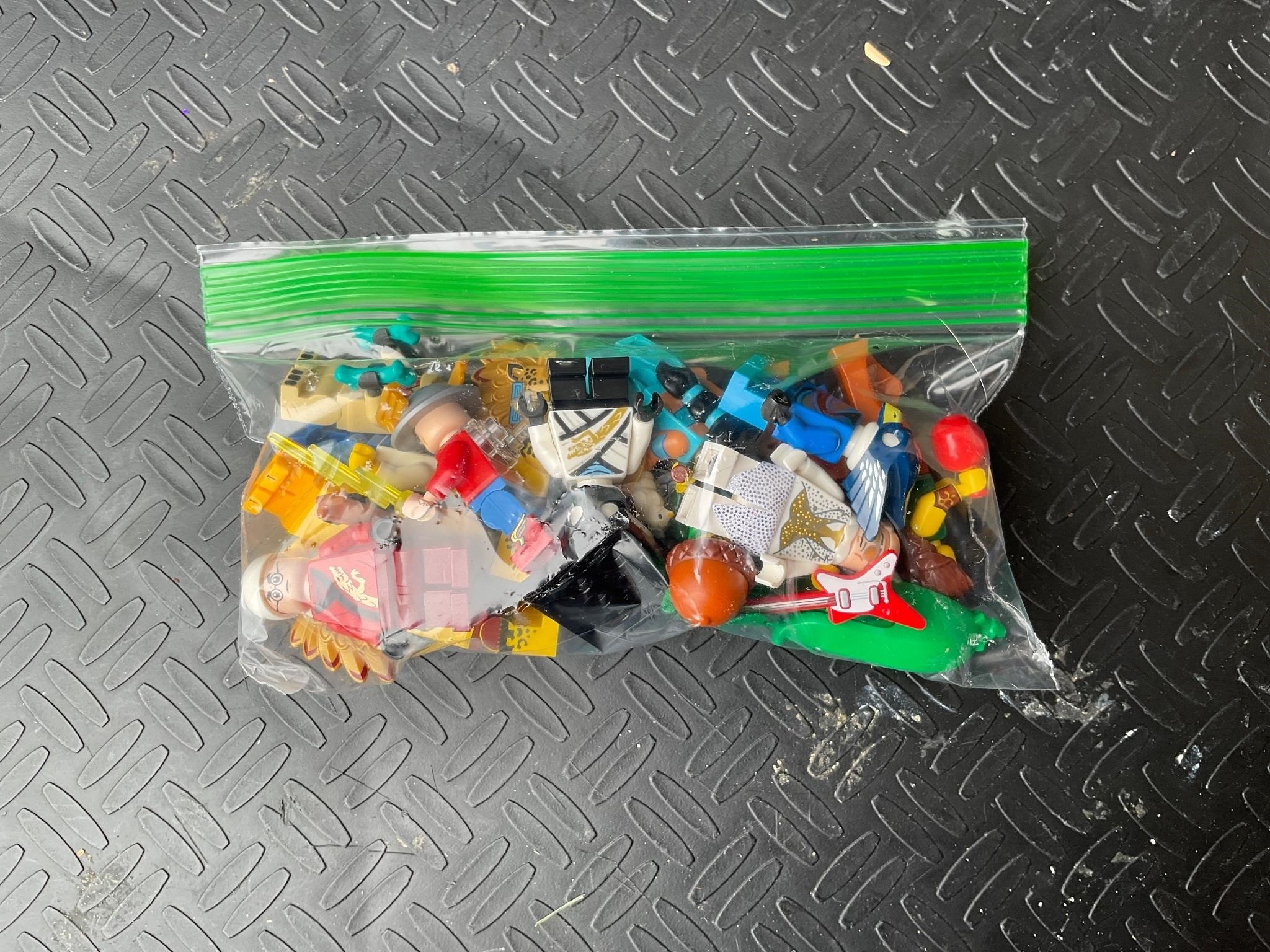 Snack size bag of Lego figurines