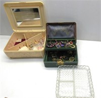 Jewelry Box W / Jewelry & Glass Trinket Dish