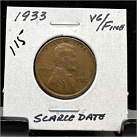 1933 WHEAT PENNY CENT SCARCE DATE
