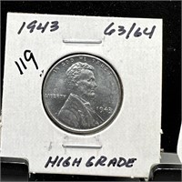 1943 WHEAT PENNY CENT STEEL HIGH GRADE