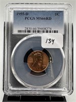 1955-D PCGS MS66RD GRADED WHEAT PENNY CENT