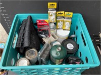 Green plastic crate and contents