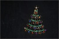 multicolor stone christmas tree broach